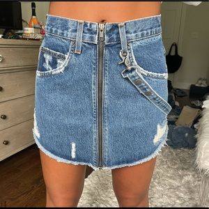 Distressed Denim Skirt